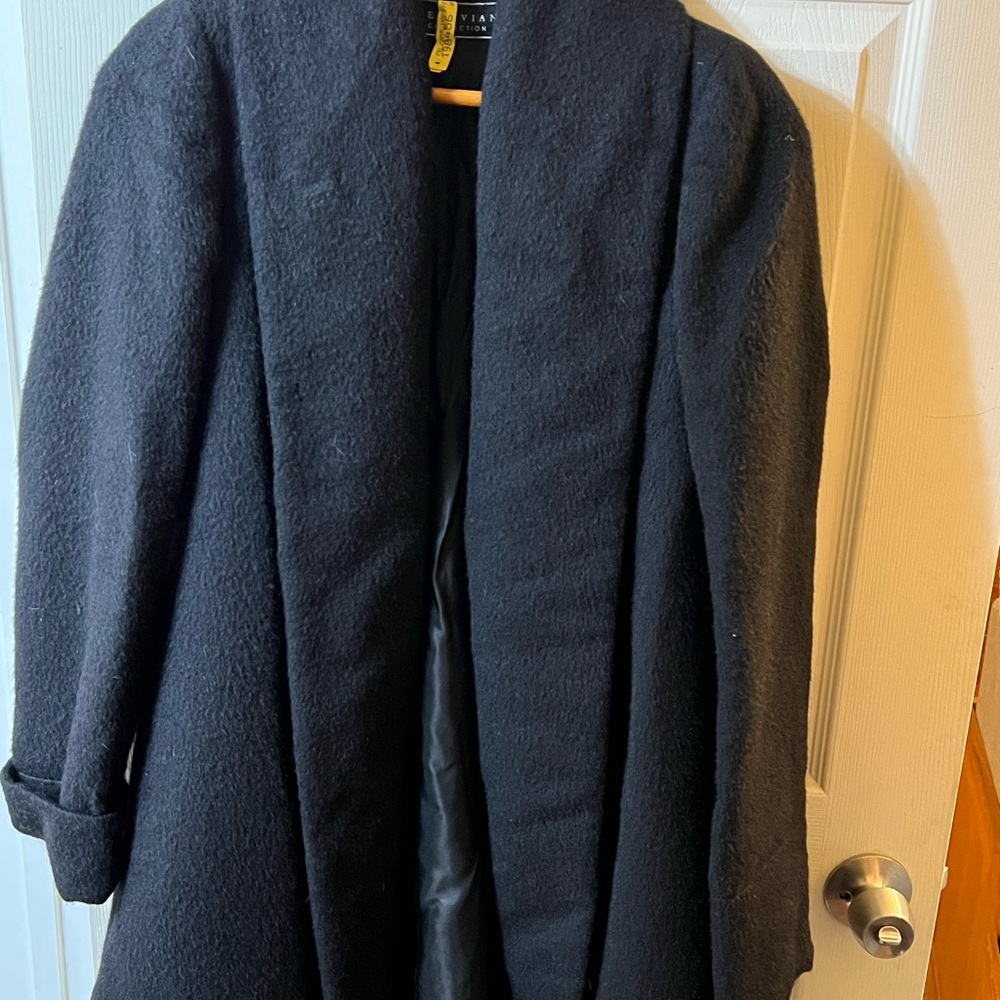 35” XS Black Peruvian Connection Women’s Coat Alpaca Wool Rayon Free Ship